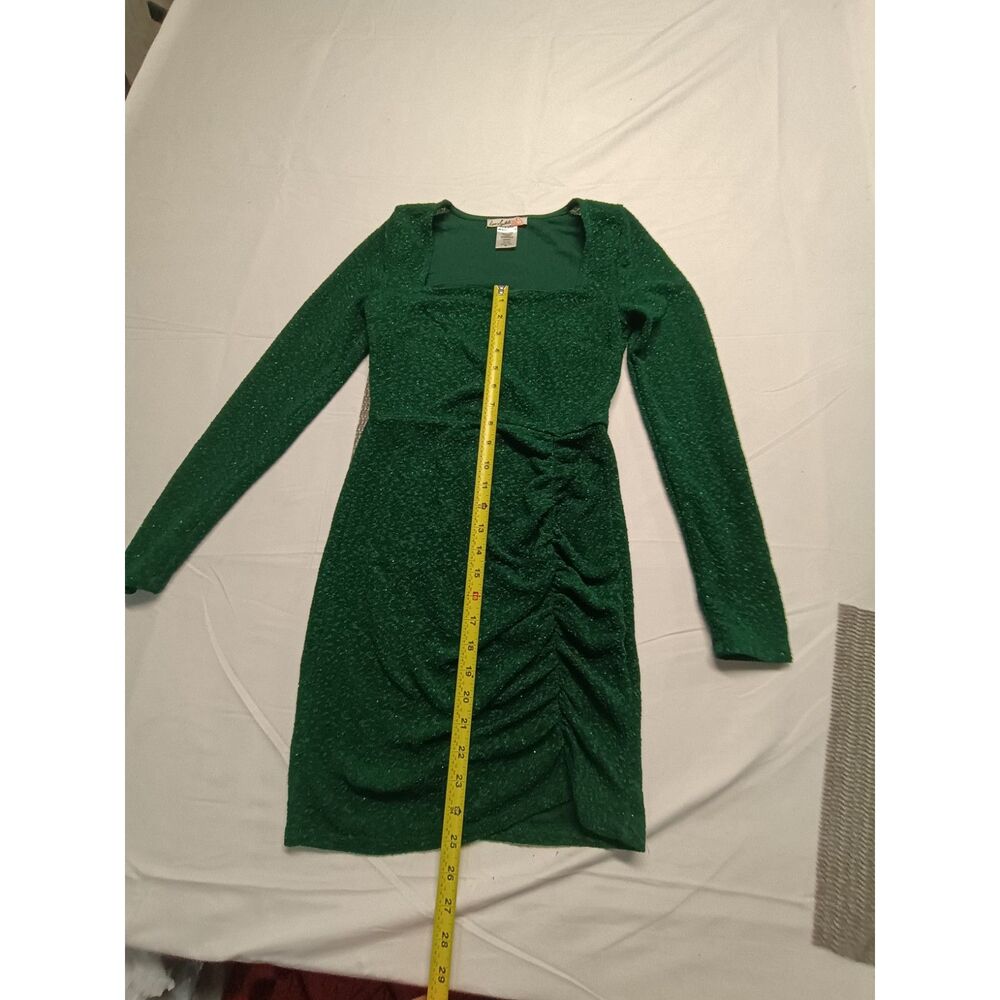 Love Squared Green with Sparkles Long Sleeve Dress Size Medium
